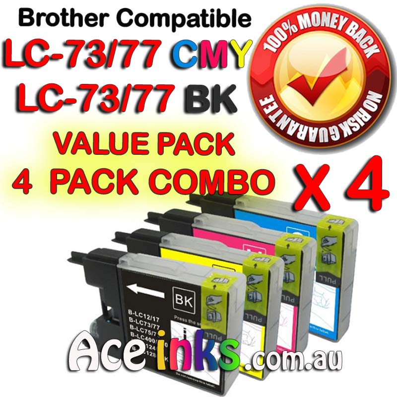 VALUE PACK 4 Compatible Brother LC73 / LC77 Printer Cartridges